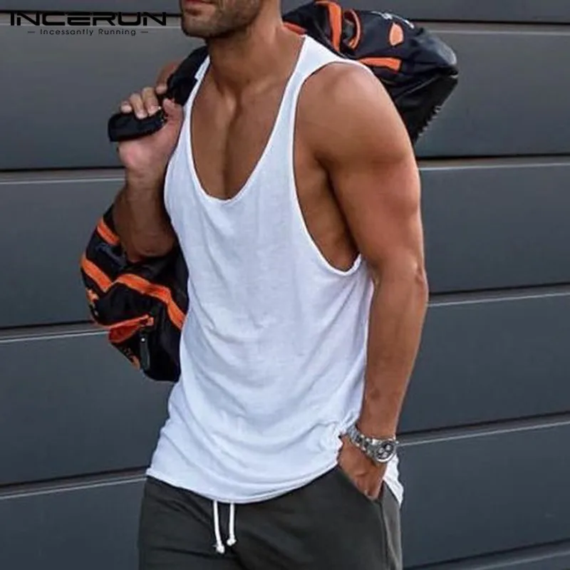 INCERUN Männer Tank Tops Sommer Einfarbig Oansatz Ärmellose Casual Westen Streetwear 2025, Atmungsaktive Stilvolle Männer Kleidung S-5XL