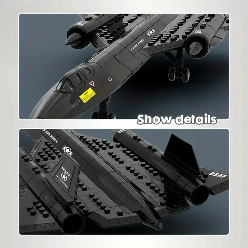 183pcs Creative Military SR-71 Spy Plane  Building Blocks Sets MOC Kit Assembly Bricks STEM Learning Toys for birthdays Toys