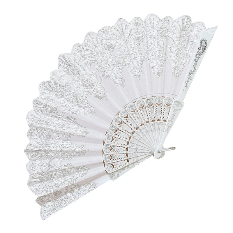 Embroidery Lace Folding Fan Wedding Cosplay Party Home Decorative Fan Ancient Bride Hand Fan Wedding Prom Accessories