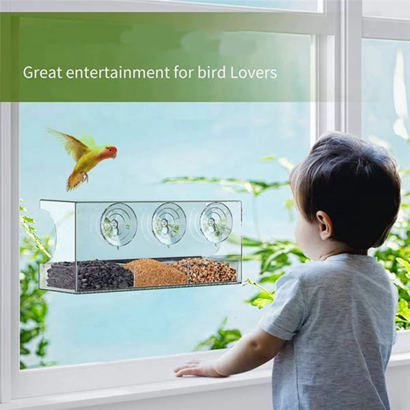 

AS94-2Pcs Window Birds Feeder With Sucker, Outdoor Transparent Window Bird Feeder, Transparent Bird House, Garden Decoration Dur