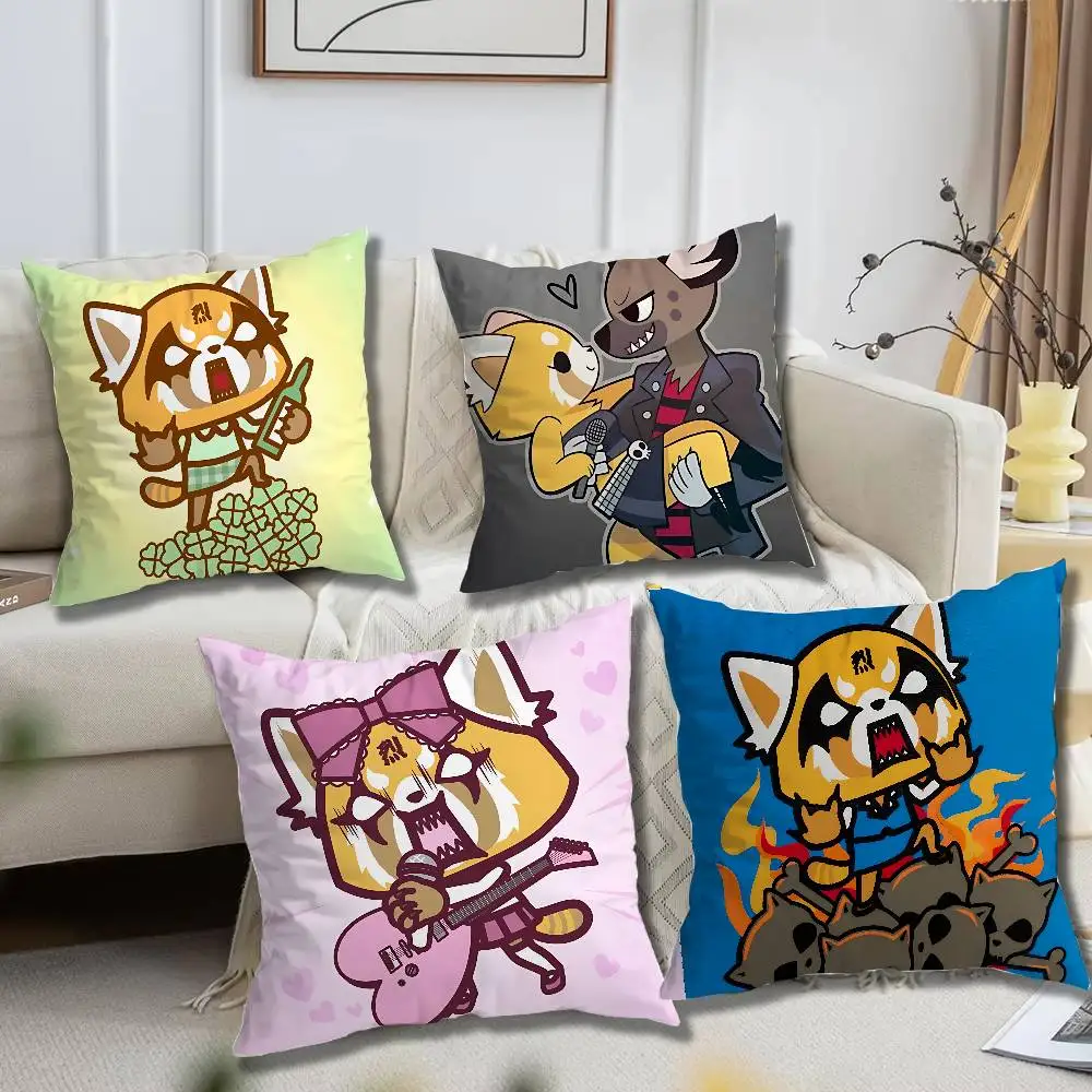 Fur collar fox Aggretsuko Single Throw Pillow Case Cover Sofa Cushion Home Room Decor