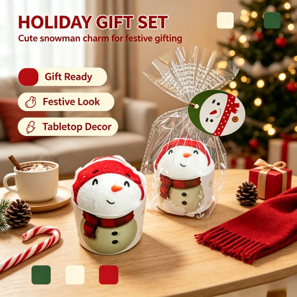 2pcs Christmas Snowman Towel Gift Set | Creative  Hand Towel with Packaging — Festive Party Favor & Tabletop Decor Ornament
