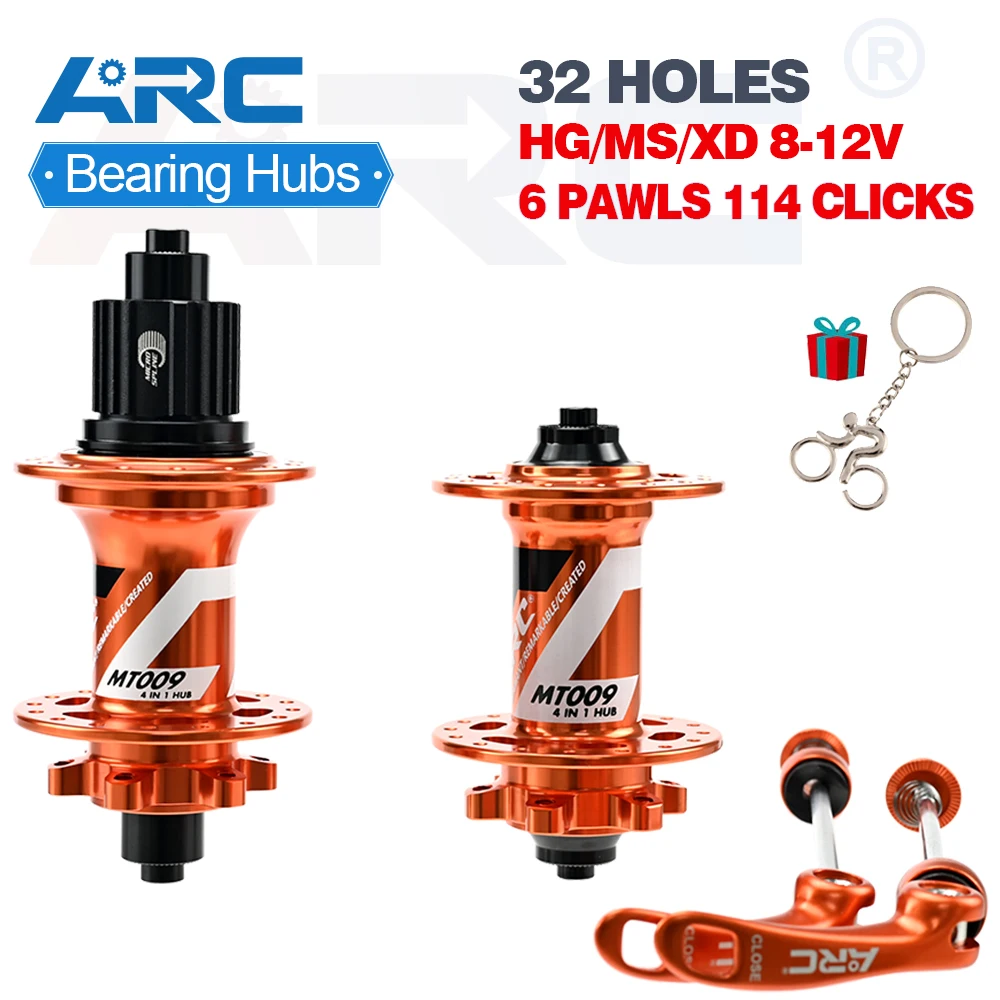 ARC 6 Pawls 114 Click MTB Hub,for 8,9,10,11,12 Speed Mountain Bike Disc Brake,32 Holes,6 S&S Sealed Bearing ,Bicycle Accessory