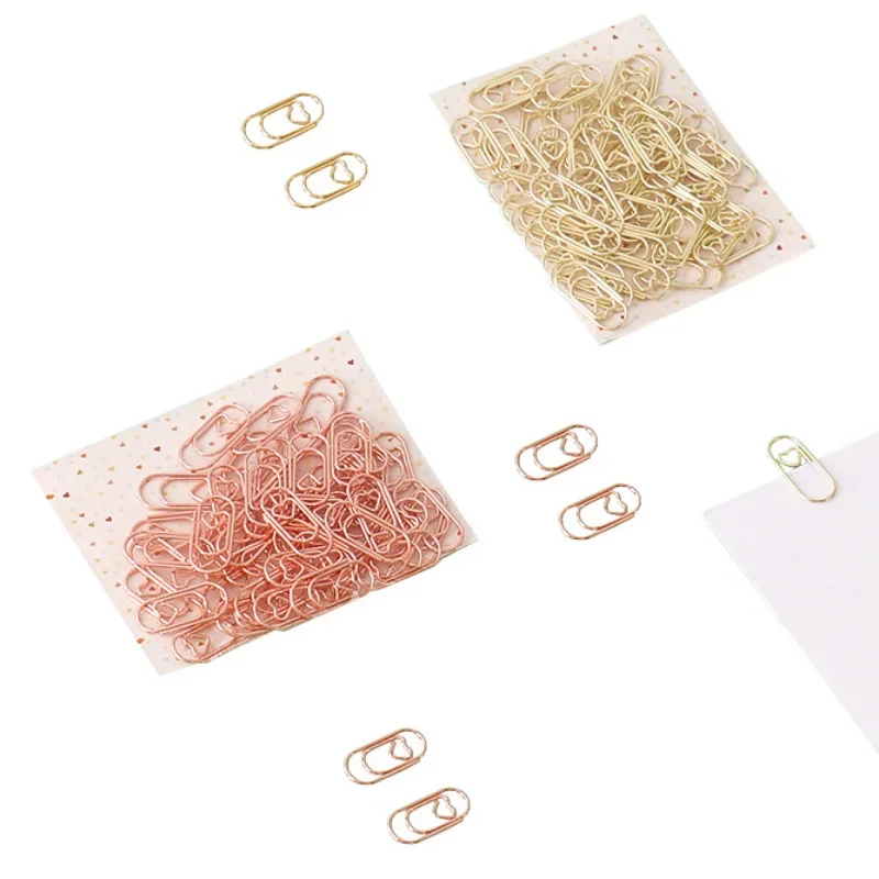 50pcs/set Mini Metal Paper Clips Multifunctional Bookmark for Office Stationery Papers Organizer File Paper Clips