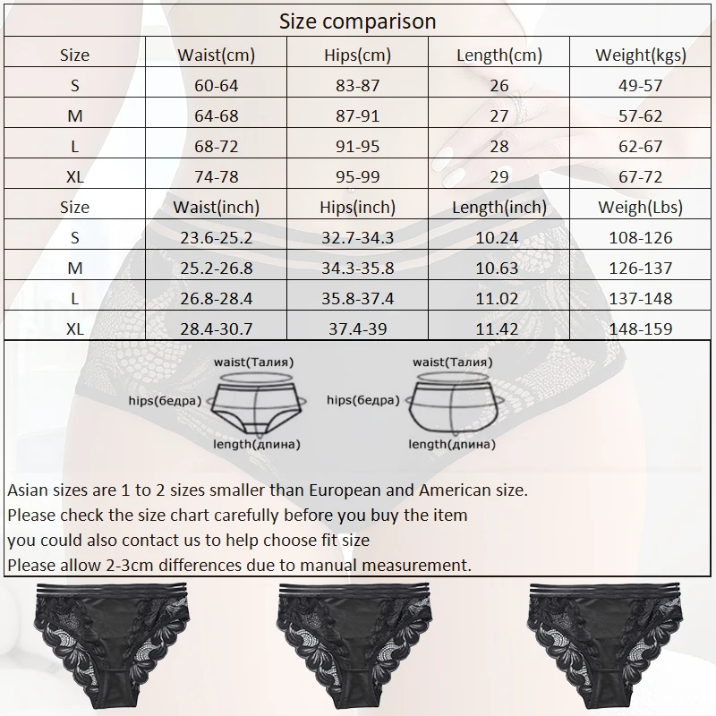 3Pcs Sexy Black Lingerie Womens Panties Elasticity Bikini Womens Underwear Sexy Transparent Lace Mid Waist Briefs for Women