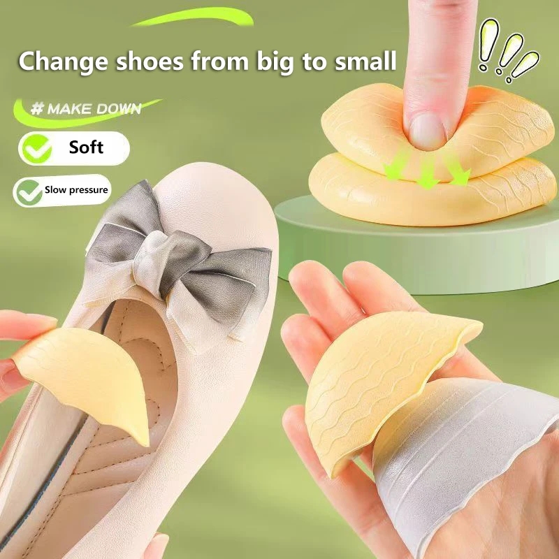 1Pair Anti Forward Sliding Forefoot Insert Pads PU Foam Toe Plug Reduce Size Inserts Soft Shoe Accessories Toe Protector