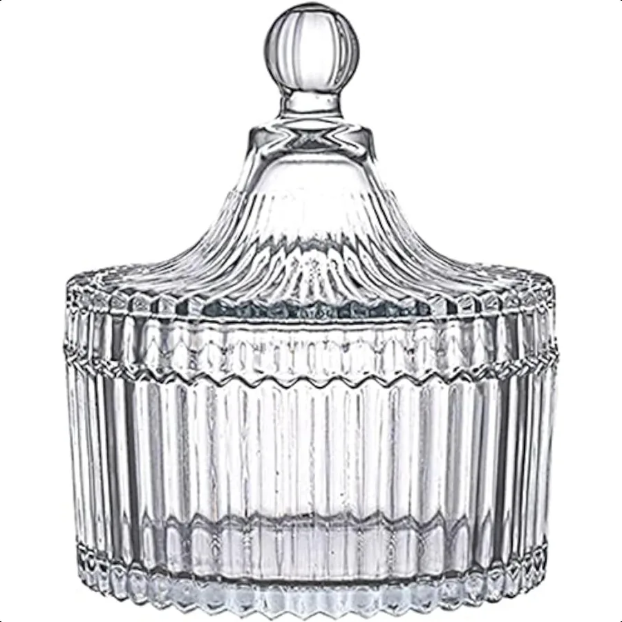 

FTOF Glass Candy Storage Box Clear Sugar Dish With Lid Crystal Covered Candy Bowl Apothecary Food Buffet Container Holder 250ml
