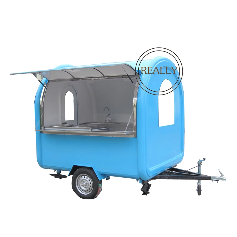 Carrinho de comida móvel de 220 cm de comprimento e 160 cm de largura, reboque de comida em aço inoxidável, caminhões de comida para venda
