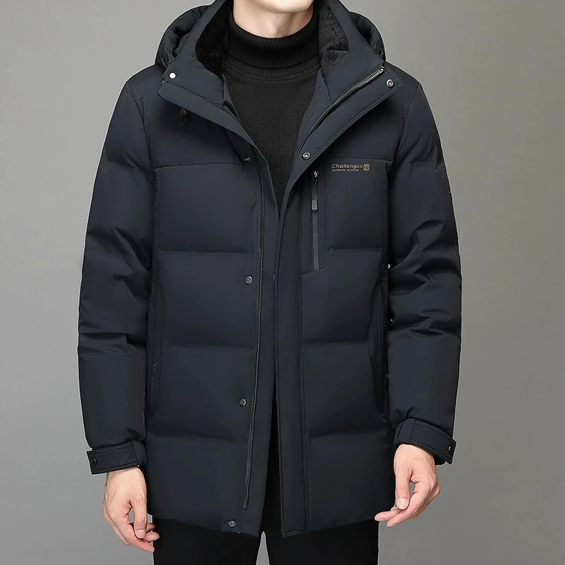 Winter Men's Warm Hooded White Duck Down Jacket Man Puffer Coat Loose Casual Outwear Thick Parkas For Men Clothes Fluffy Jackets