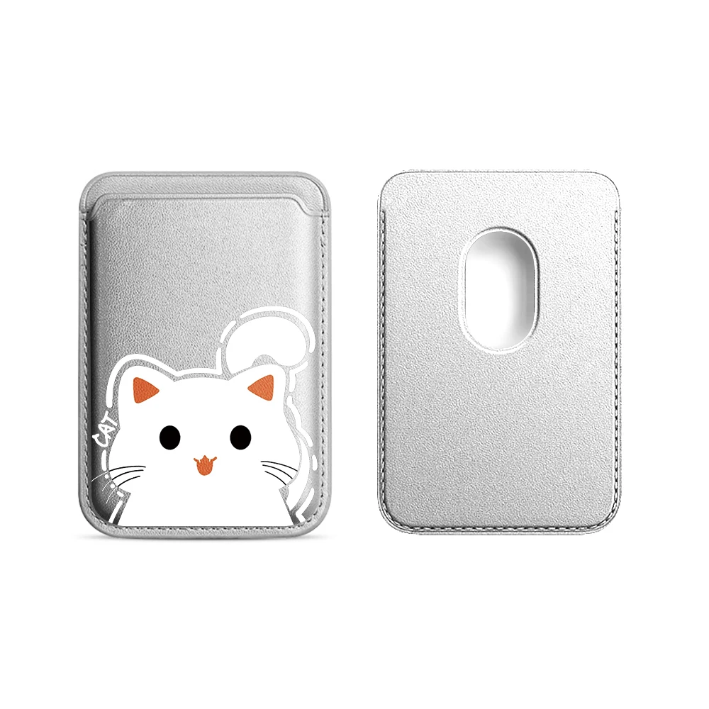 Katzen-Leder-Kartenetui Handyhülle Kartenhalter für Magnetische Hülle Geeignet für alle iPhones mit Magsafe-Kartenfunktion Niedliche Rückentasche – Detail 19