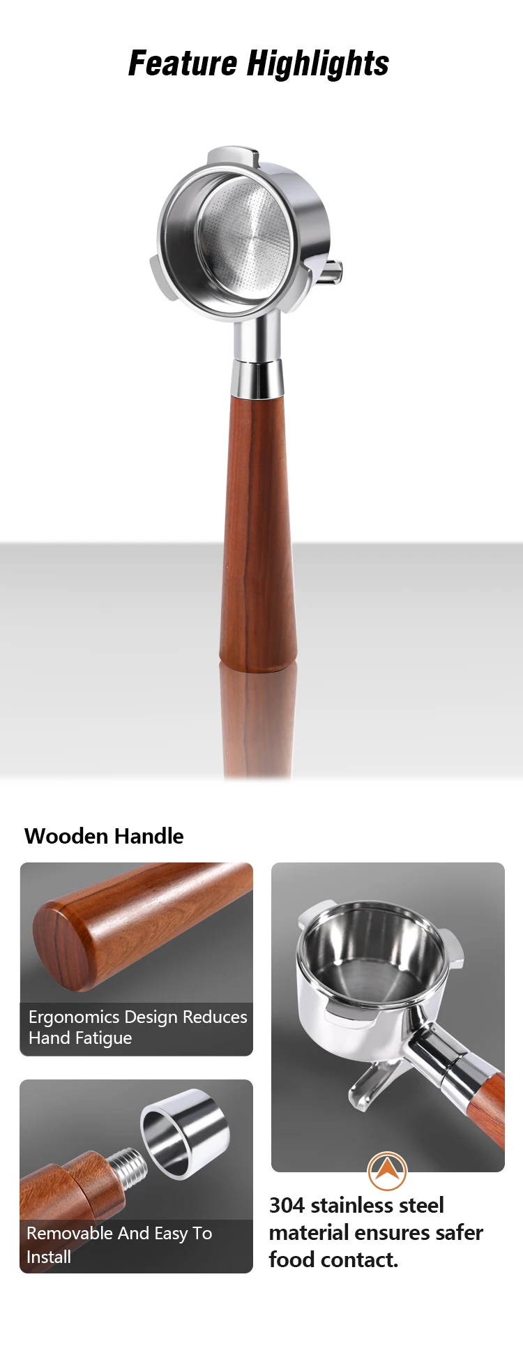 Kaffee-Siebträger mit Doppelauslauf 51mm für Homix H11 Oster Cecotec Hibrew Ersatzfilterkorb Espressomaschinen-Zubehör – Detail 11