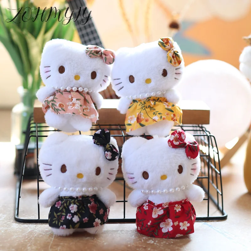 

Kawaii KT Cat Plush Keychain Cute Cartoon Stuffed Doll Keyring Girly Backpack Pendant Bag Key Accessories Lovely Gifts