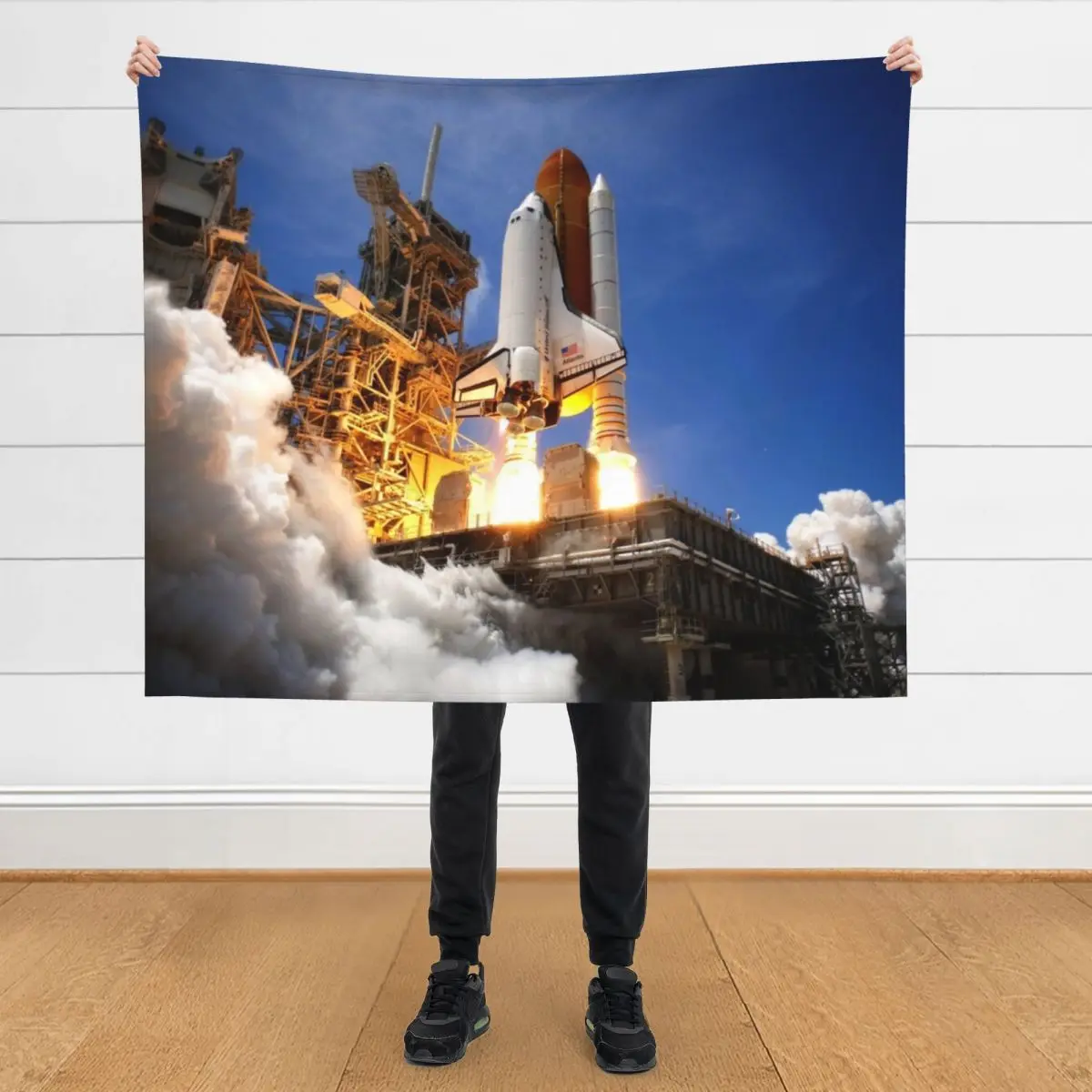 

SPACE SHUTTLE ATLANTIS LAUNCH Throw Blanket cosplay anime Quilt Soft Beds Flannel Fabric Blankets