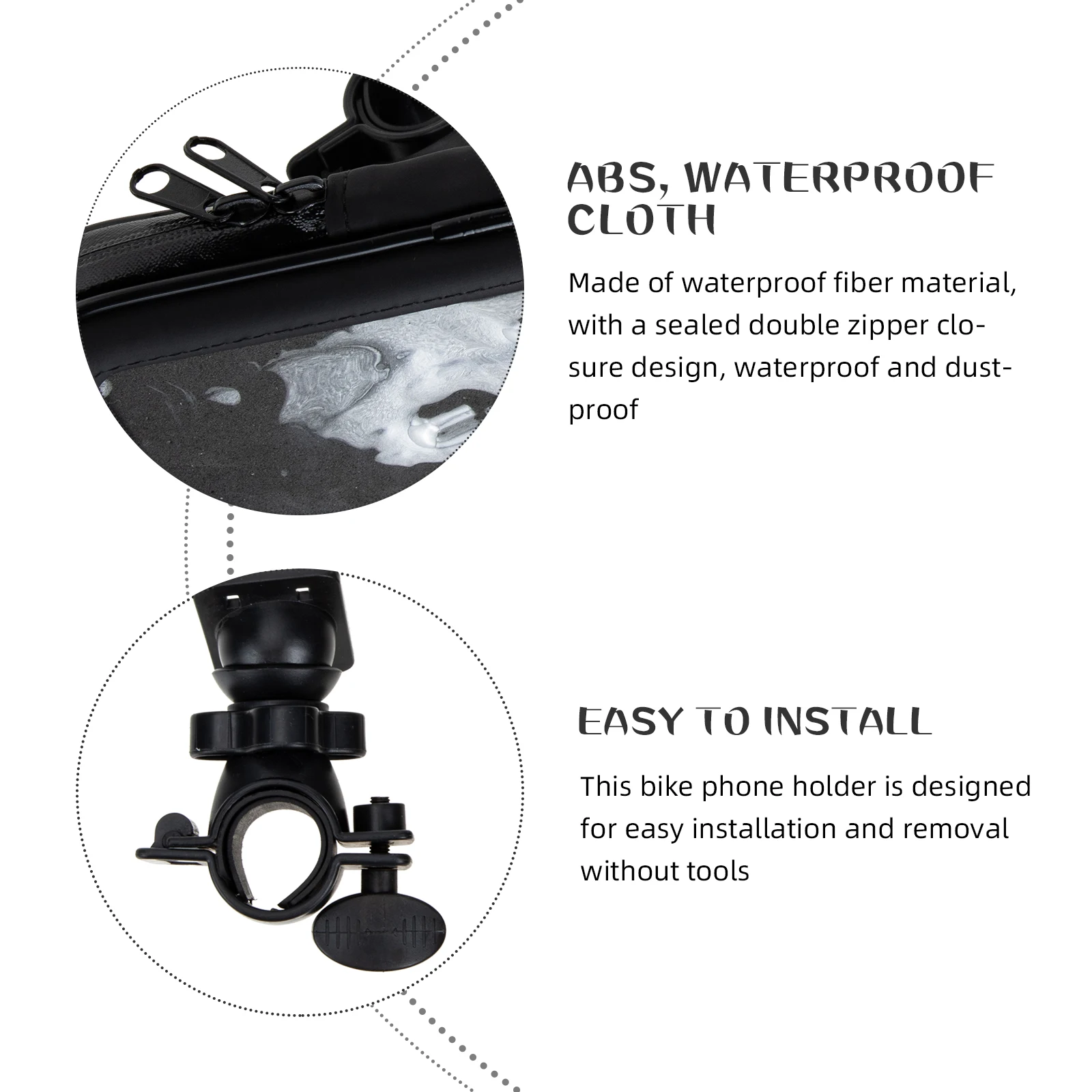 

Durable Waterproof Bike Pouch Abs Plastic Rotatable Bracket Sensitive Touch Screen Practical Gift