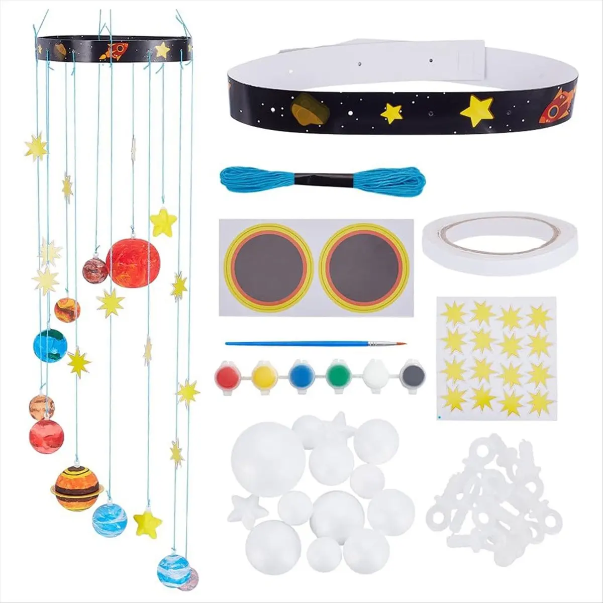 AA77 NEW  3D Solar System Model Foam Ball Kit Complete DIY Hanging Solar Project Kit for Hanging Space Christmas Birthday Gift