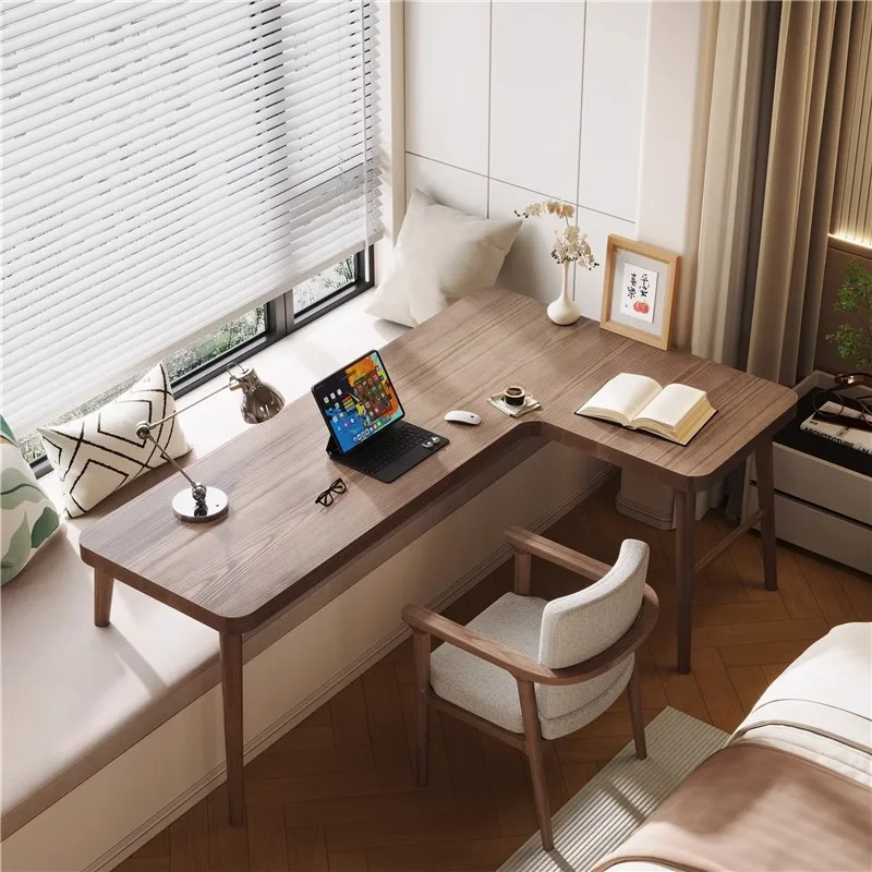 Solid wood bay window corner desk transformation integrated balcony desk length and short legs bedroom home