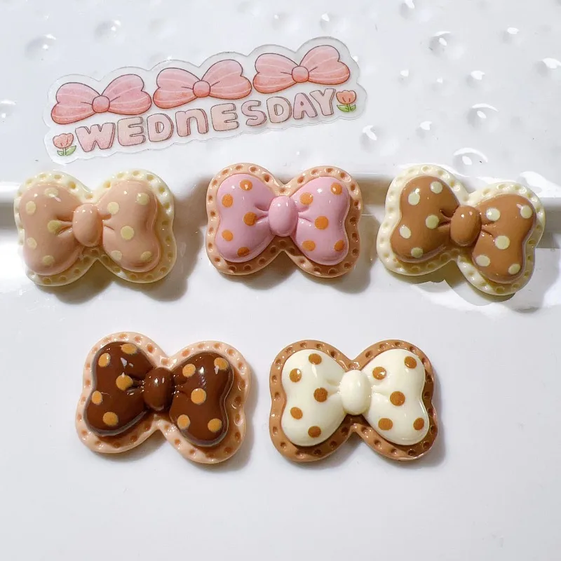 10 sztuk Mini Kawaii śliczne motylkowa kropka kokarda z płaskim tyłem kaboszony księga gości Diy Party akcesoria do spinek do włosów rzemiosło dekoracyjne — zdjęcie 3