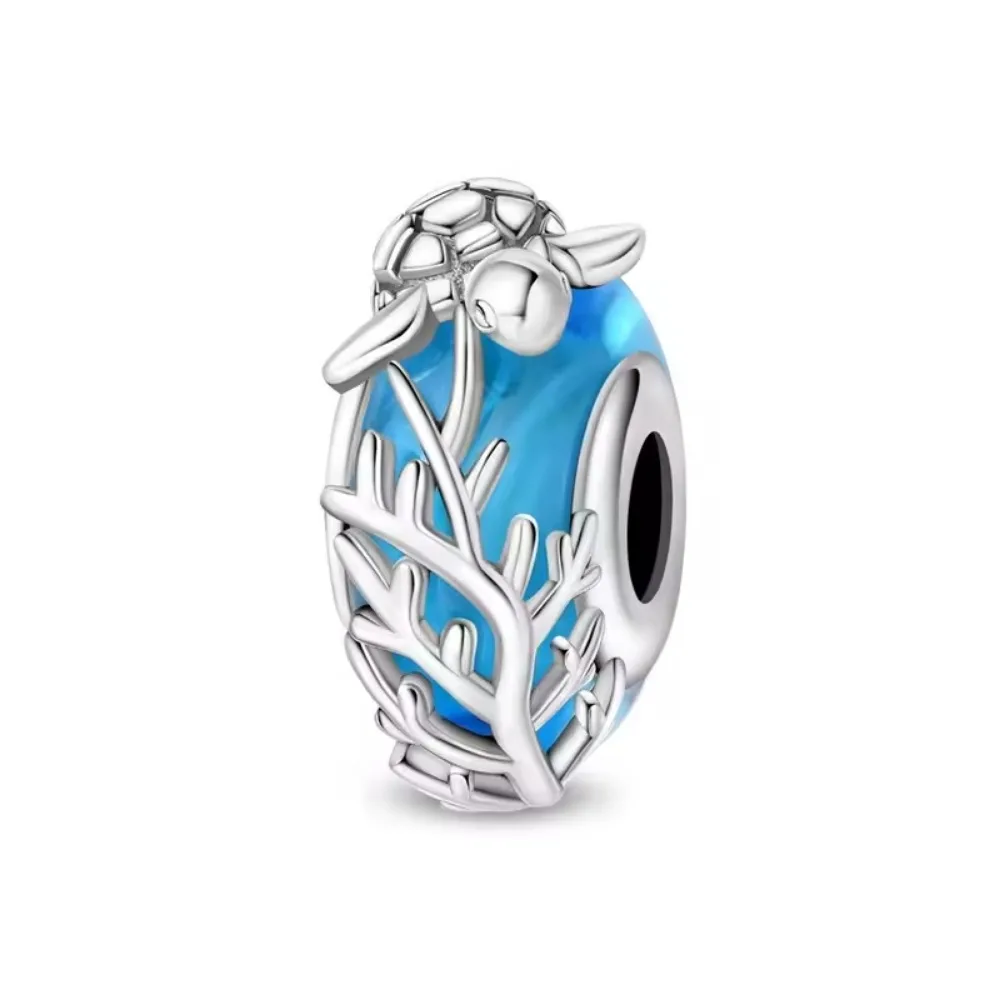 Charms-Anhänger aus 925er-Sterlingsilber mit blauen Ozean-Serie, passend für das DIY-Armband der Marke, Damenschmuck, Geschenke für Freundin