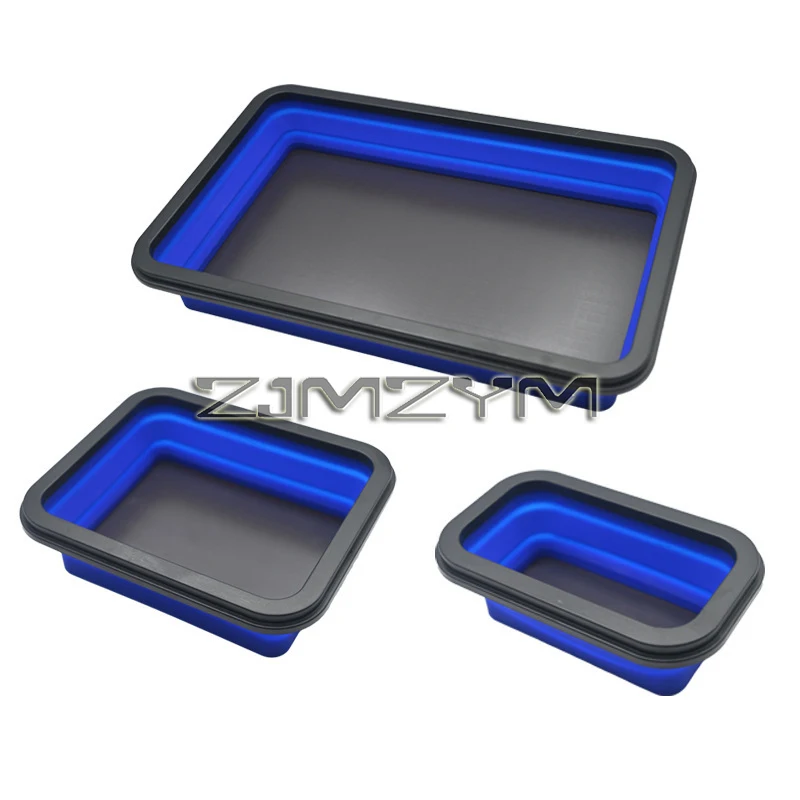 3Pcs Collapsible Magnetic Parts Tray Set Silicone Foldable Magnetic Tool Tray Magnetic Screw Storage Tray Magnetic Tool