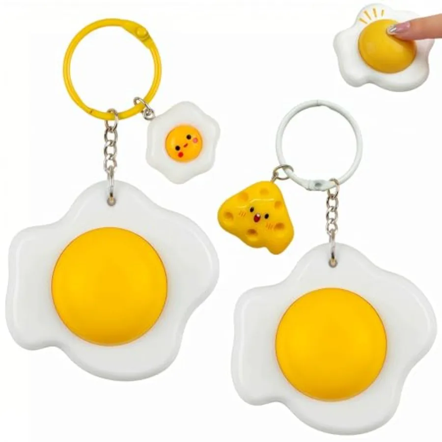 

2 Pcs Playful Egg Fidget Keyboard Toy, Unique Keyboard Fidget Clicker Keychain Toys, Button Sensory Toys for Adults Men Women P