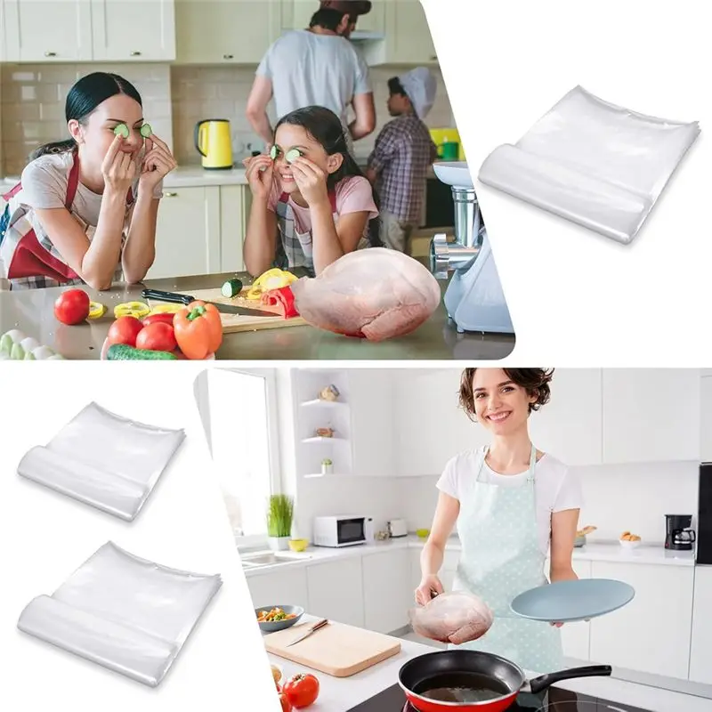 ABJI-100Pcs Poultry Shrink Bags Clear Poultry Heat Shrink Bags Freezer For Chickens Rabbits Food Storage For Turkey,Chickens,Rab