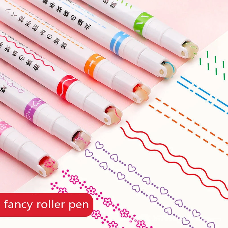 6 Kleuren Curve Line Marker Markeerstift Pen Omtrek Pastel Markeringen Tekening Decoratie Manga Markers Voor Kunst Tekenen Krabbelen