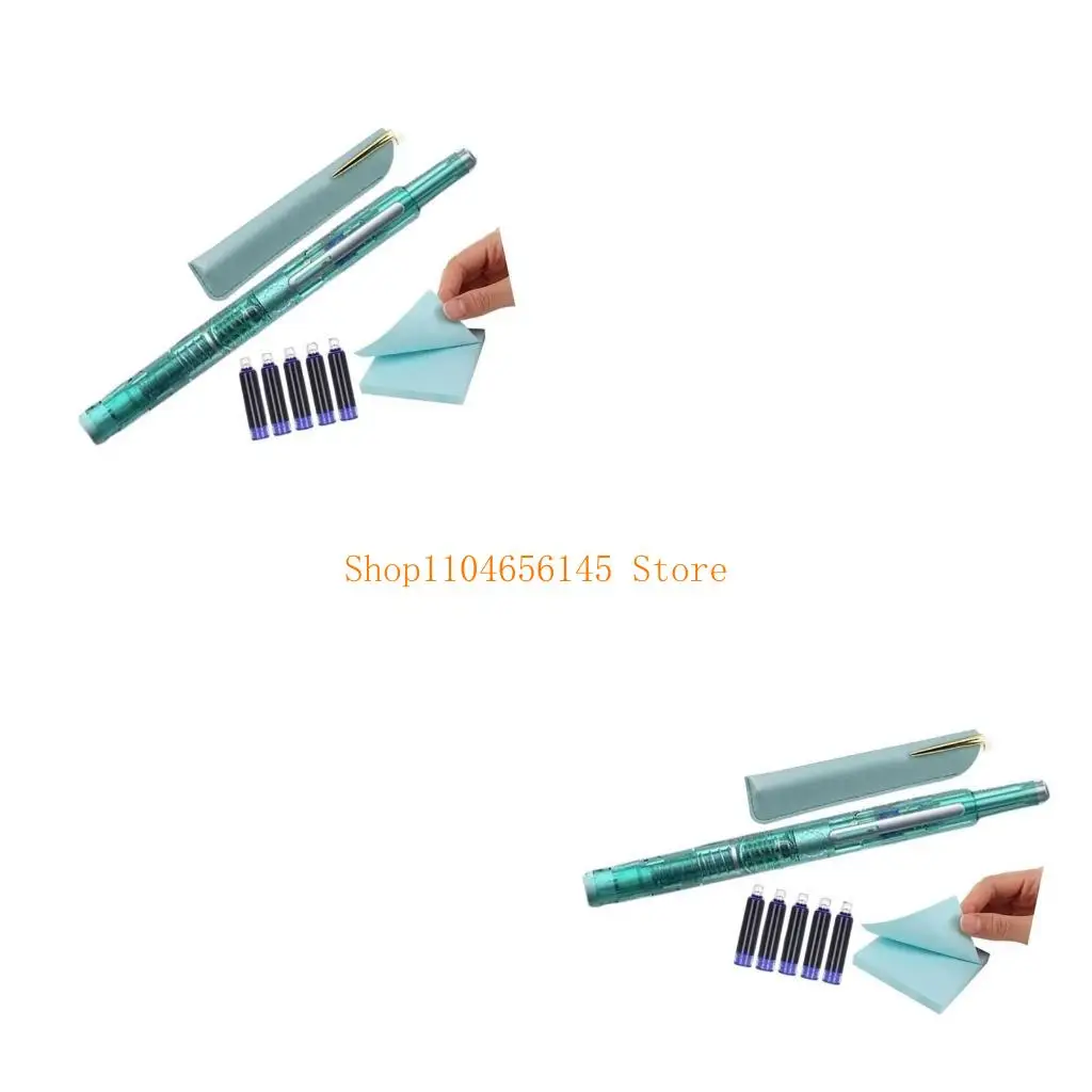 

5asd Press Fountain Pen Fountain Pen with 5 Inks Sac 0.38mm Fine Tip Retractable Inks Pen for Handwriting Practice