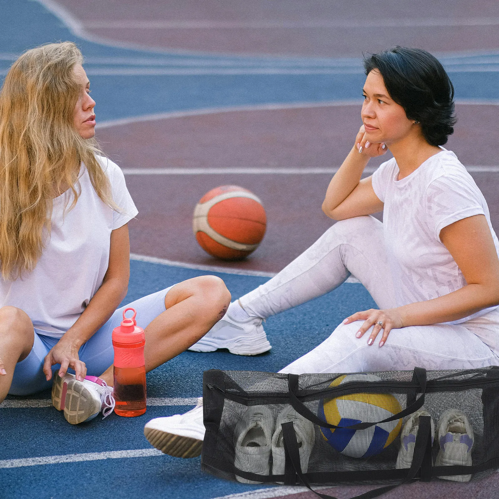 

Large Capacity Basketball Mesh Breathable Carrier For Sports Training Portable Net Ball Container Basketball Bag Soccer