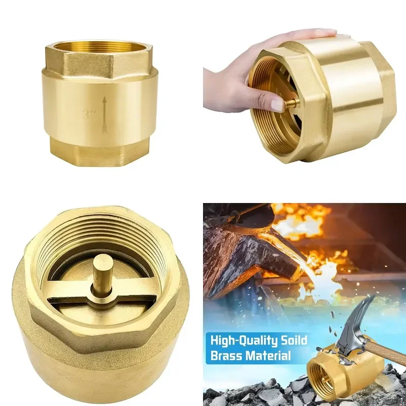 TMOK 3 Inch DN80 BSP Female Threads Non Return Brass Spring Check Valvefor Water Pump Pipeline