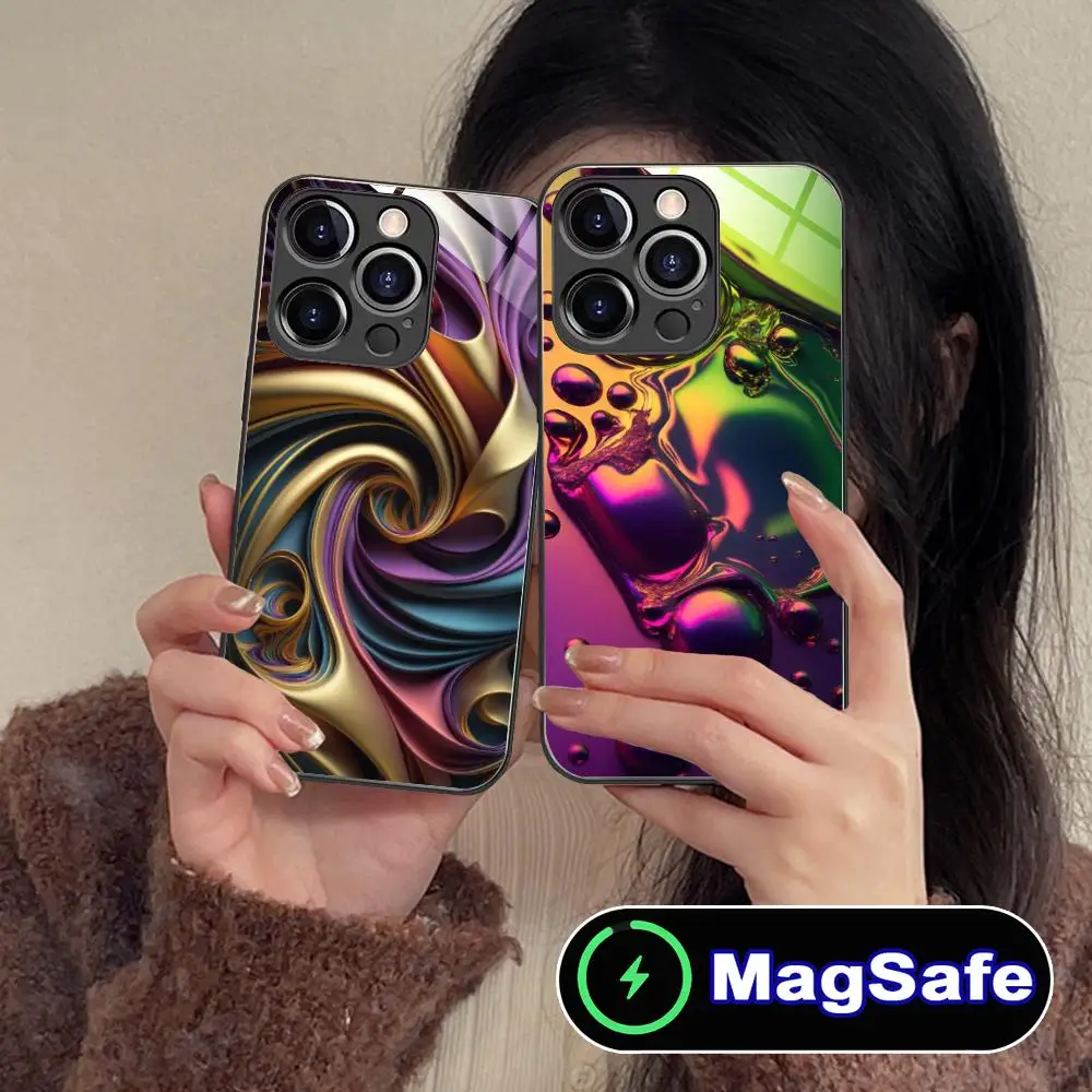 

Золотой чехол для телефона с позолотой для iPhone 17 16 15 14 13 12 11 Air Pro Max Plus Mini MagSafe, стеклянный, цветной, красивый чехол