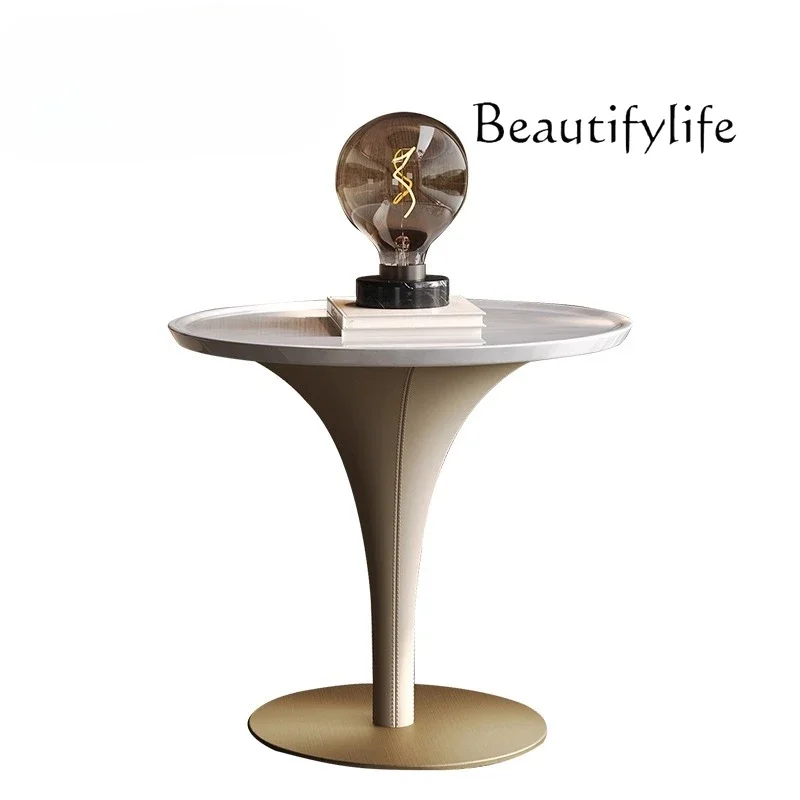 Yy Italian Light Luxury Solid Wood Corner Few Living Room Balcony Marble Corner Few Walnut Round Edge Few
