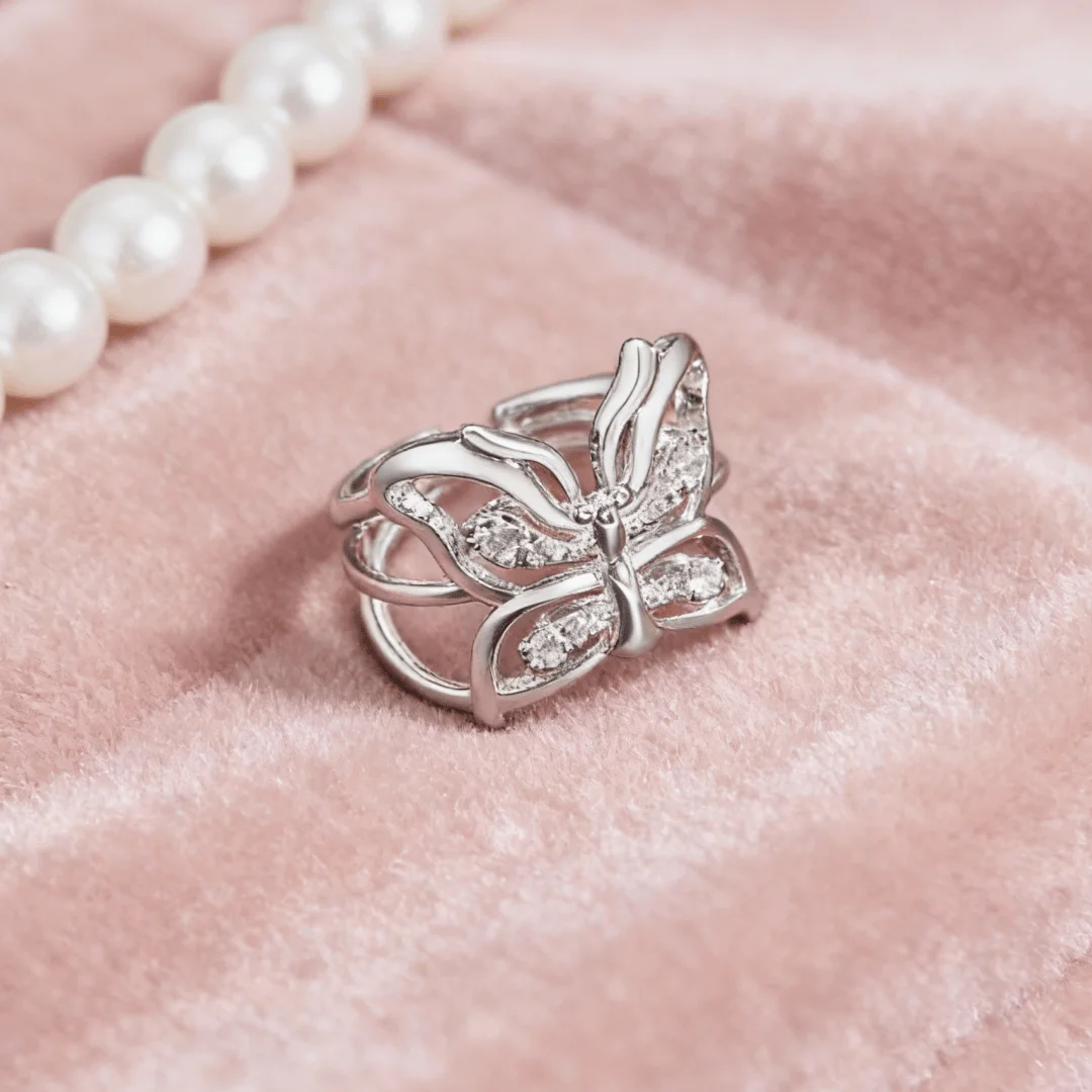Luxury brands 925 Sterling Silver Crystal butterfly Rings For Women adjustable Fashion wedding accessories Party gifts Jewelry