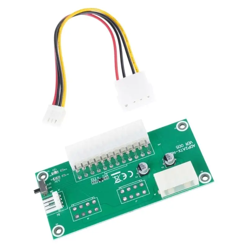 652F Computer Atx Power Synchronization Starter Board 24pin to 4Pin Dual Power