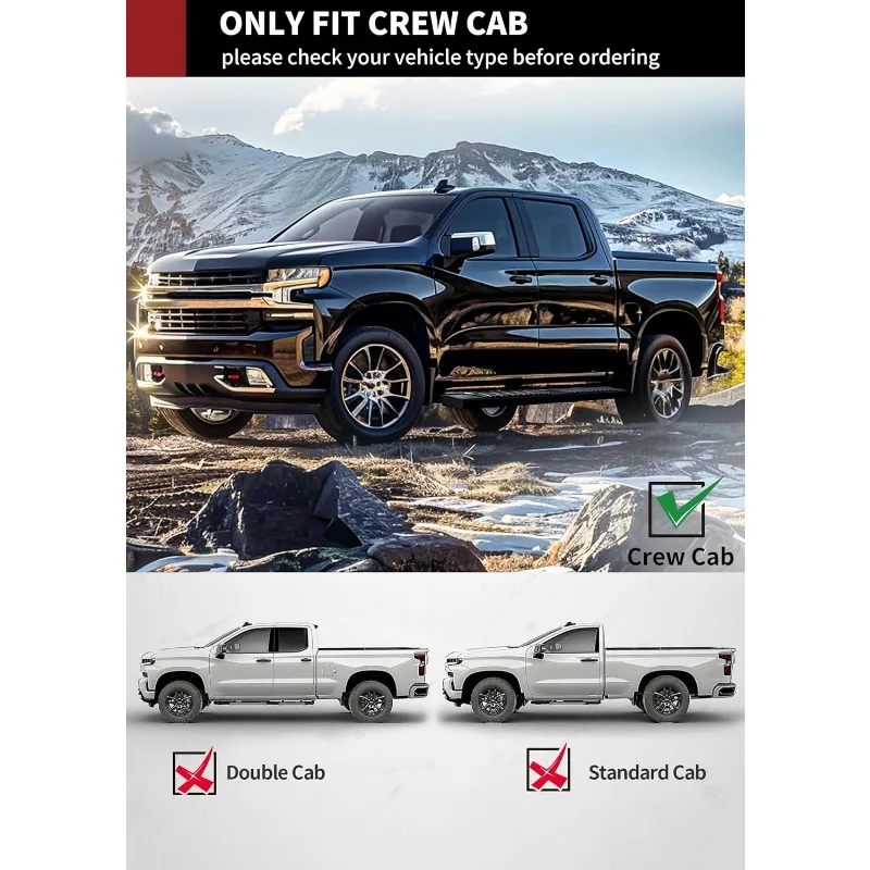 لوحات تشغيل 6.5 بوصة متوافقة مع 2019-2025 Chevy Silverado/GMC Sierra 1500 Crew Cab، 2020-2025 2500HD 3500HD