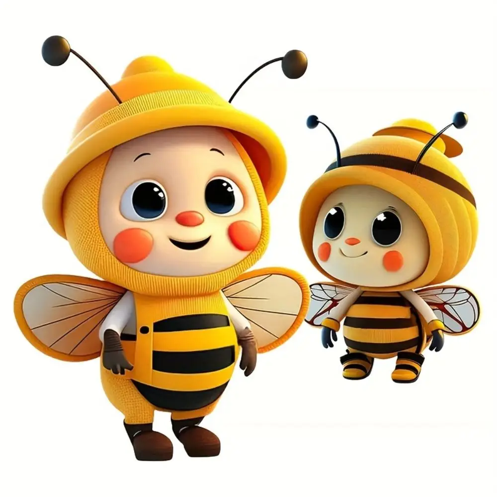 

2D Cute Bee Car Hanging Decoration Acrylic&Plexiglass Ornament Mini Desktop Ornaments with Golden Rope Exquisite