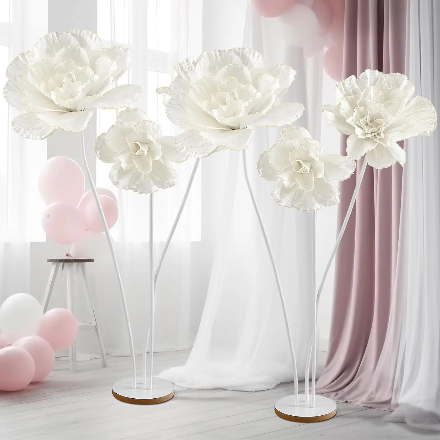 

4.5Ft Wedding Giant Flower Huge Artificial Flannel Flower Decoration With Standing Base For Valentine Reception Artificial
