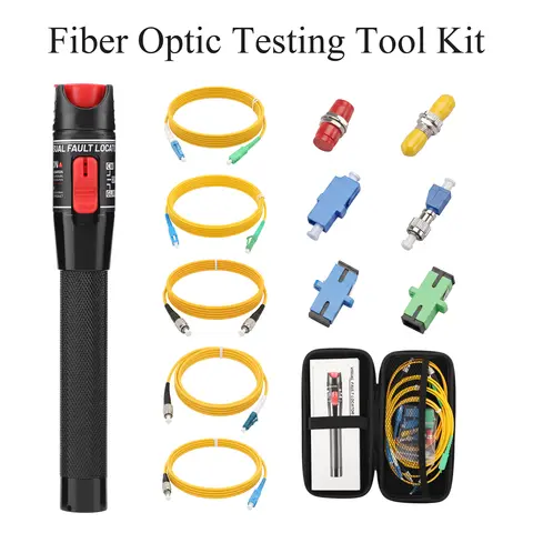 US 12PCS Fiber Optic Cable Test Kit 30/50/100KM FTTH Optic Pen for FC Male to LC Female and APC/SC UPC/ST FC SC LC