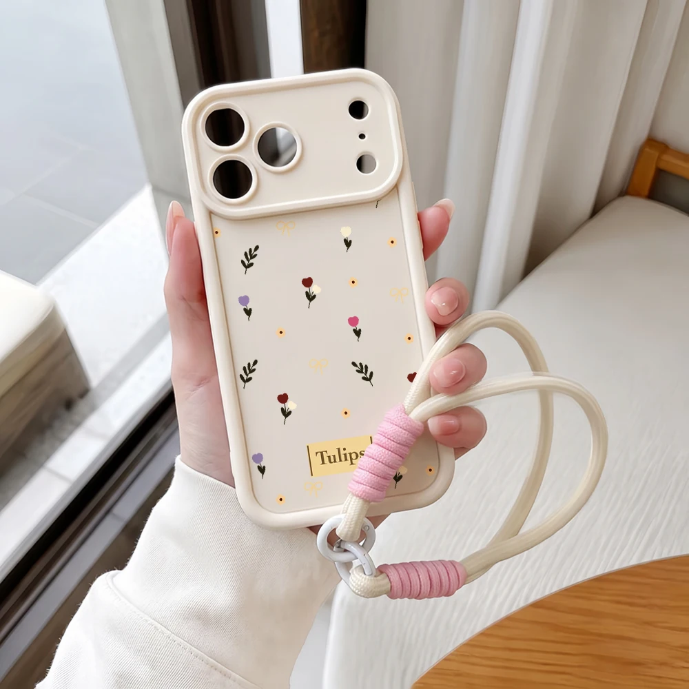 Handyhülle für Samsung Galaxy Note 20 S25 S26 Plus S24 FE S25 S24 Ultra A57 A07 5G Tulpen-Blumendruck Lanyard Silikonhülle – Detail 4