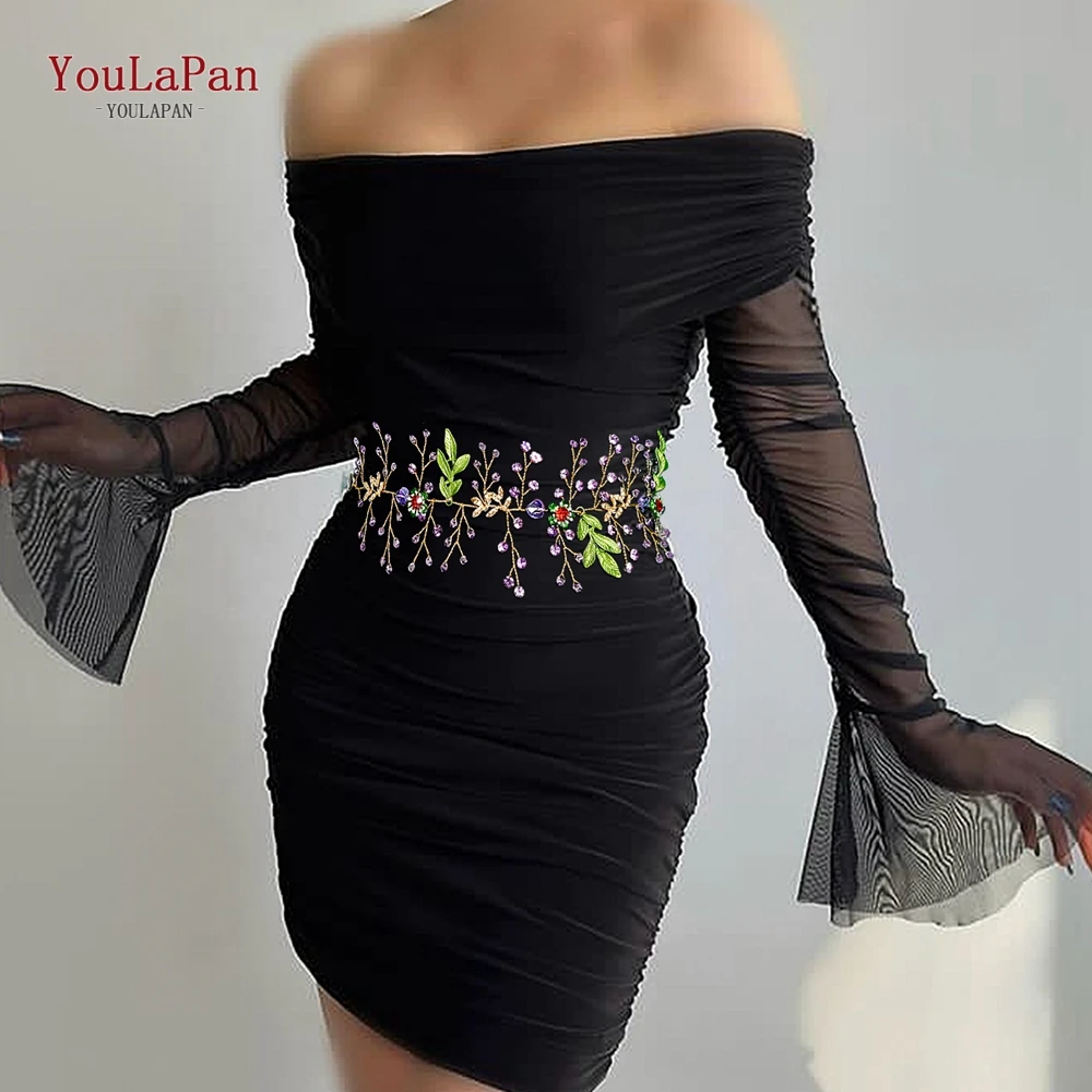 YouLaPan Rhinestone Wedding Bride Dress Belt Women Banquet Party Gown Waist Accessories Rhinestone Belt Dancing Party Belt SH859