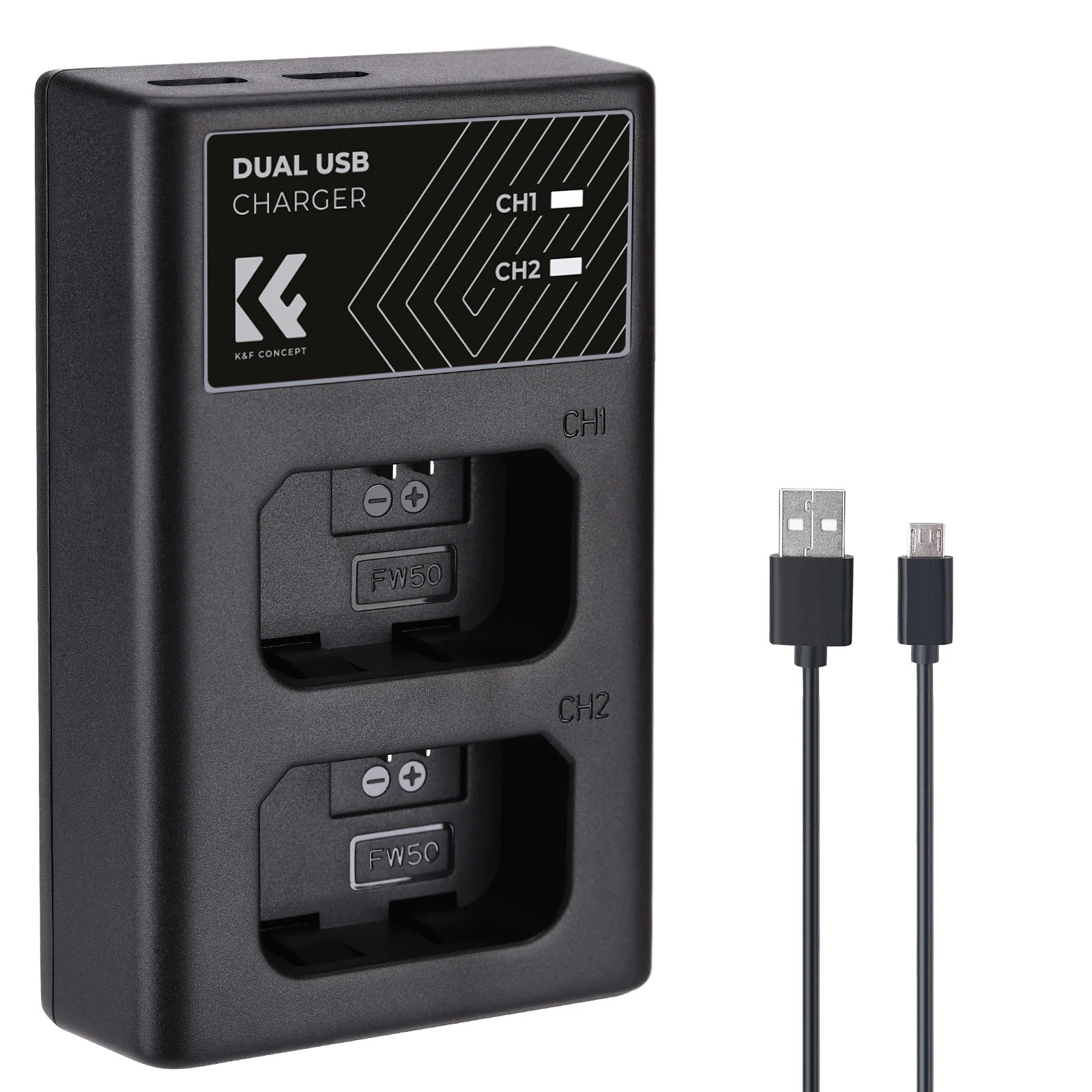 K&F Concept NP-FW50 Battery Charger For Sony RX10M4 RX10 A7II A6100 A6400 ZVE10 ZV E10 A7R A6000 A5100 A7S A7R2 A7S2 A5000 A6500
