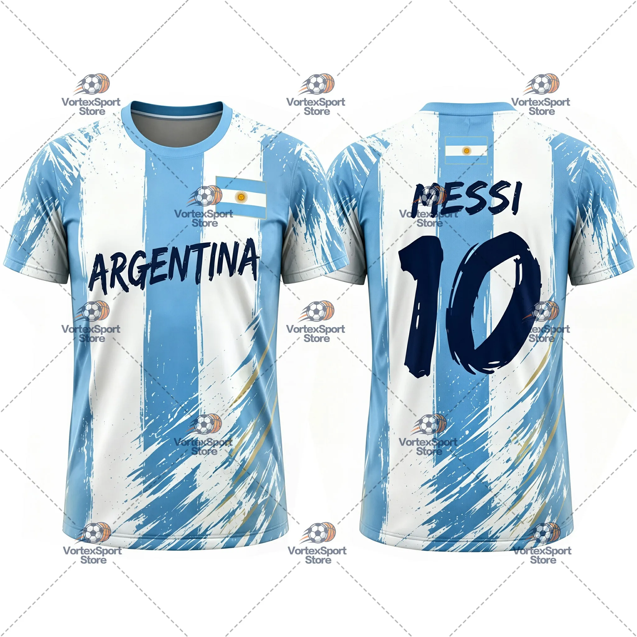Argentinien, Kinder, Messi, Nr. 10, schnelltrocknendes Fußball-T-Shirt, Herren, alle Größen, kurzärmelig, Rundhalsausschnitt, für den täglichen Fußball-Trainingssport. – Detail 11