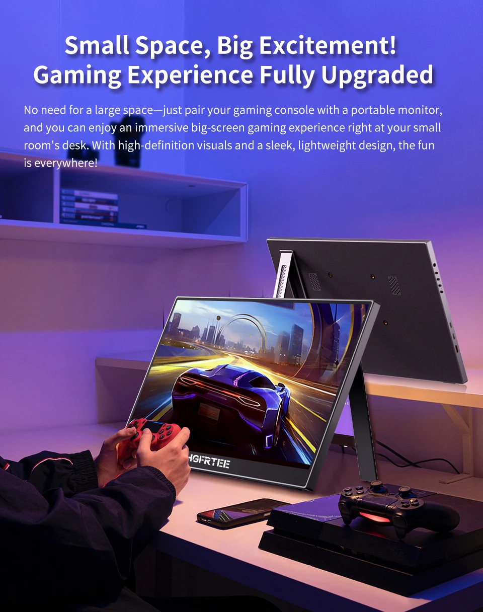 HGFRTEE 15,6 Zoll tragbarer Monitor, 60 Hz, 1080p, mit HDMI, USB-C, Gaming-Bildschirm, erweiterter Bildschirm für PC, Laptop, Mac, Switch, Xbox, PS4/5 – Detail 7