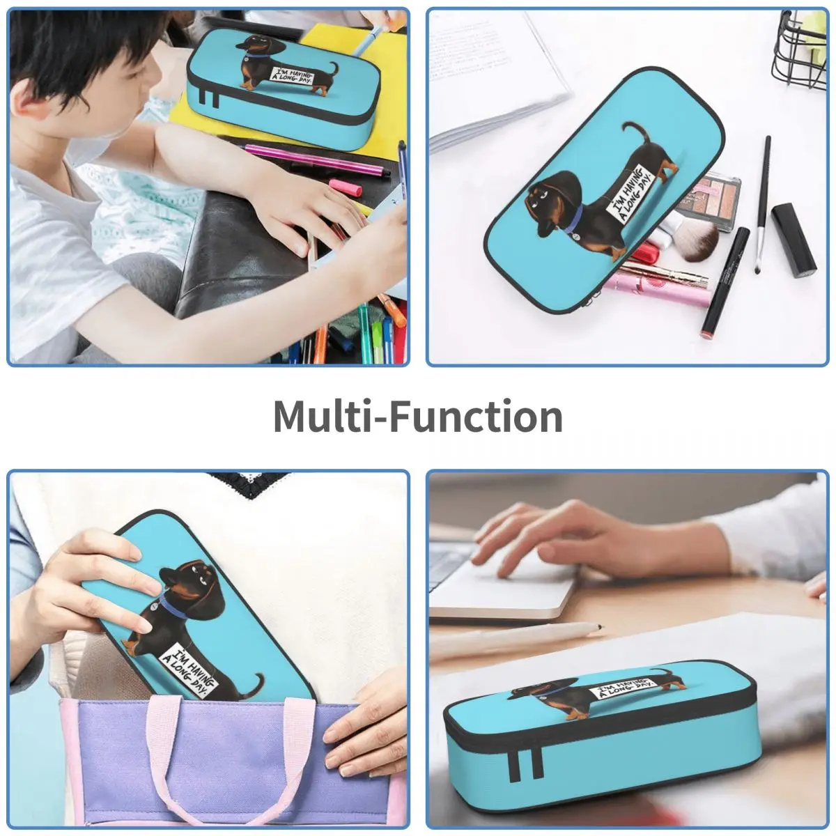 Imagem -05 - Estojo de Grande Capacidade para Meninos e Meninas Dachshund Dog Funny Pupy Pen Bags Pen Box Pencil Pouch para Estudantes Papelaria Escola