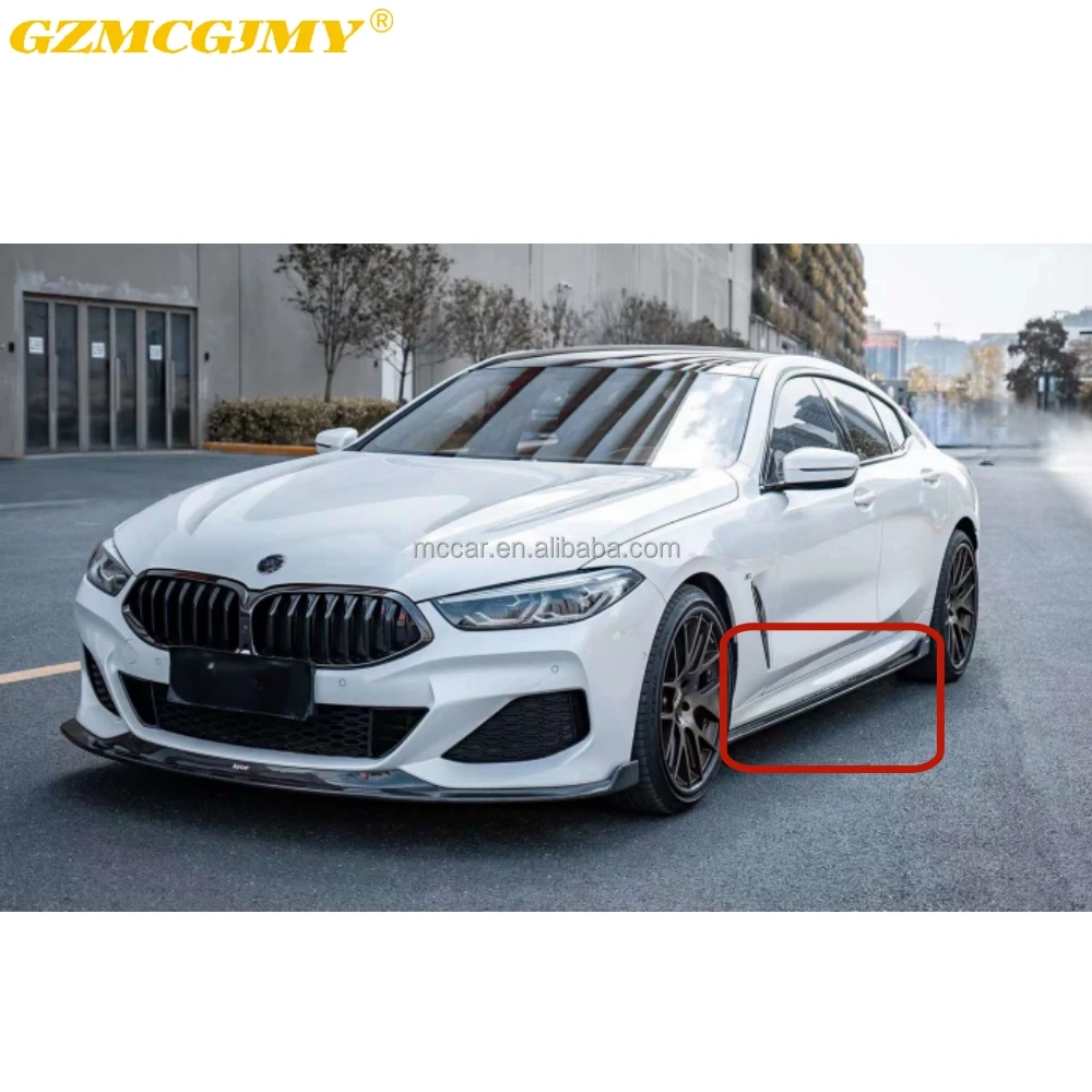 Glossy Carbon Fiber Car Bumper Side Skirts Splitter For BMW 8 Series M8 840i 4 Door Body Kits Rocker Panels