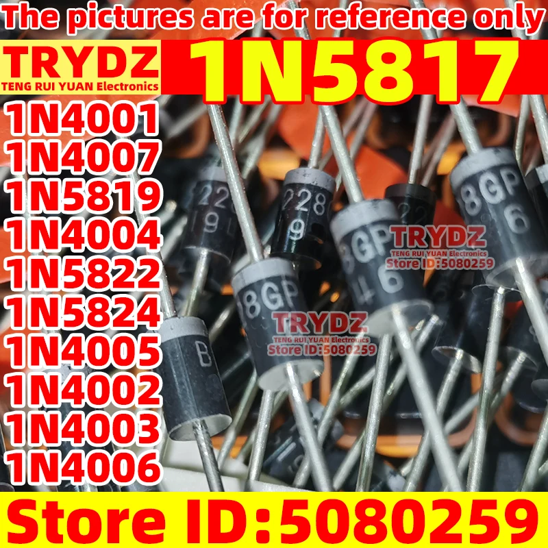 200-20pcs New 1N5817 1N4001 1N4007 1N5819 1N4004 1N5822 1N5824 1N4005 1N4002 1N4003 1N4006