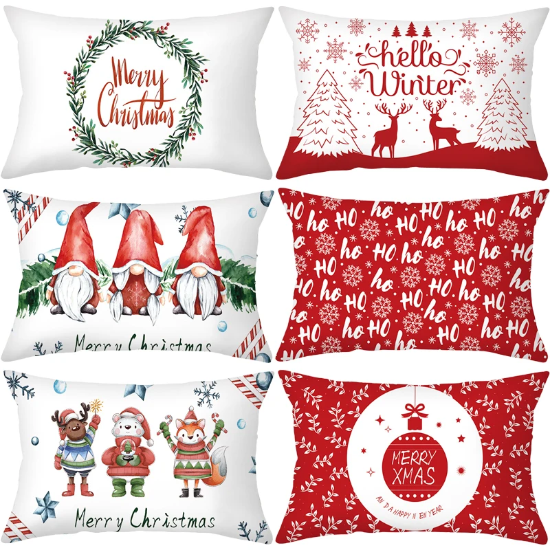 

Christmas Decoration Cushion Cover Xmas Ornament Rectangular Pillow Cover 30x50 cm Home Decor Couch Throw Pillowcase Pillowslip