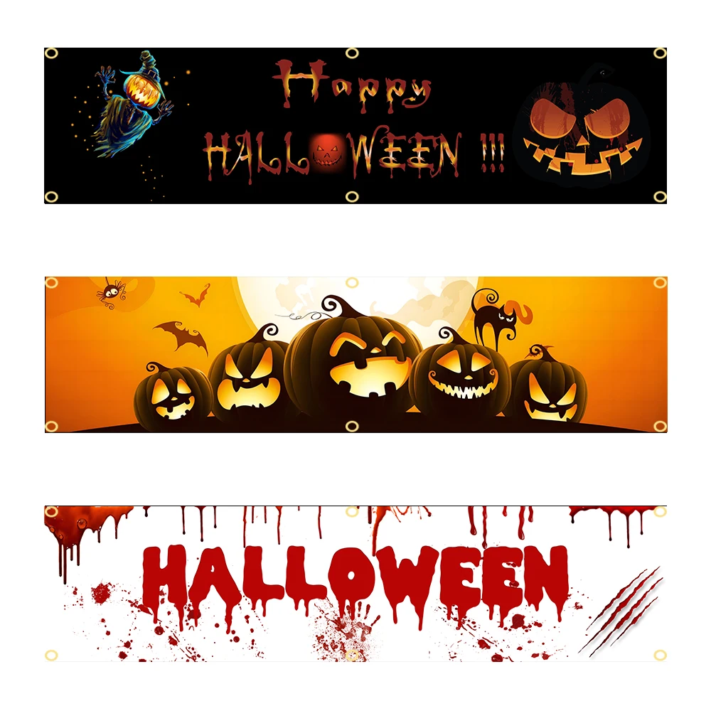 60x240cm HALLOWEEN Banner Tapestry Polyester Printed Flag Garage or Outdoor For Decoration