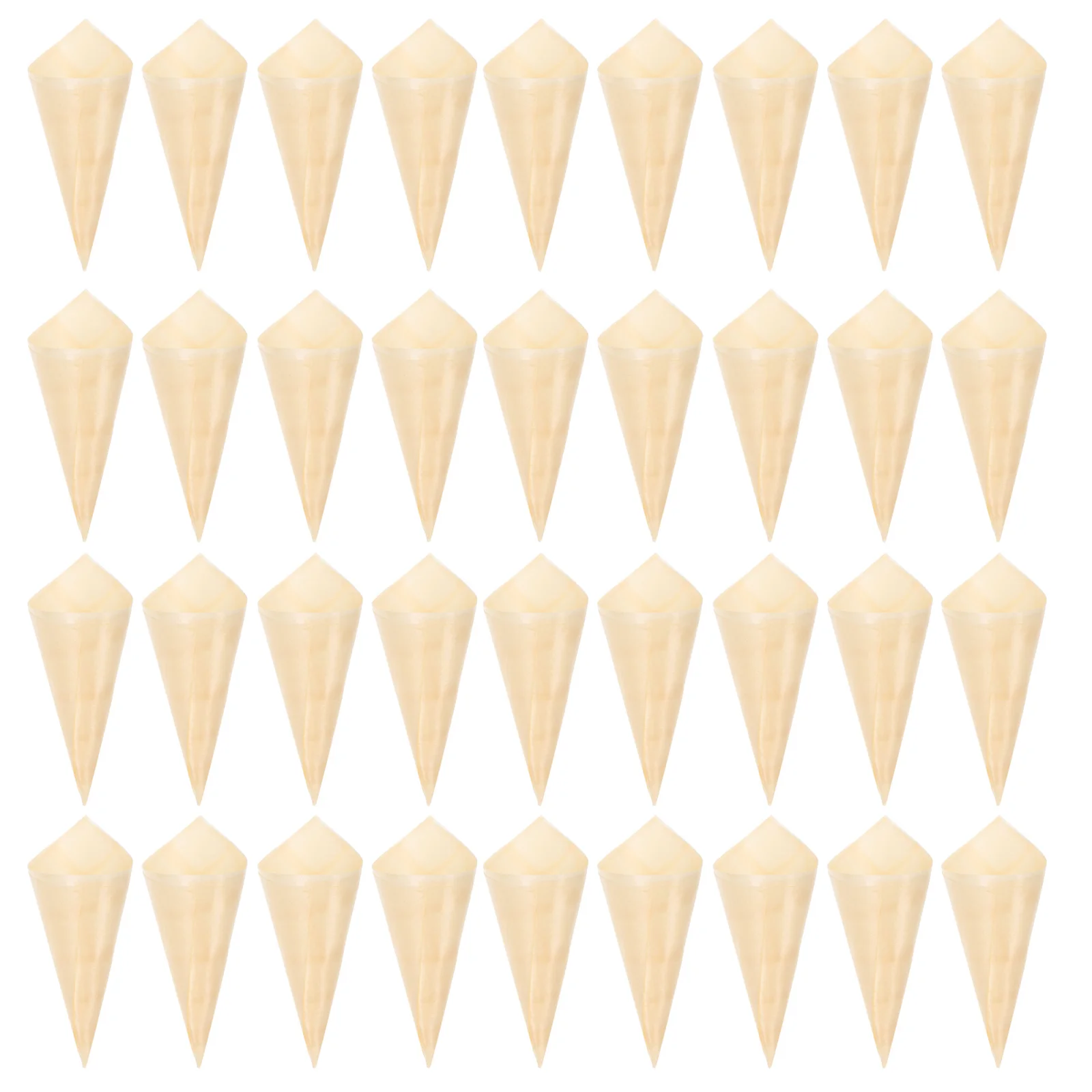 

50pcs Wooden Cones Disposable Biodegradable Appetizer Holders For Party Candy Ice Cream Packaging Cup Wedding Event Dessert