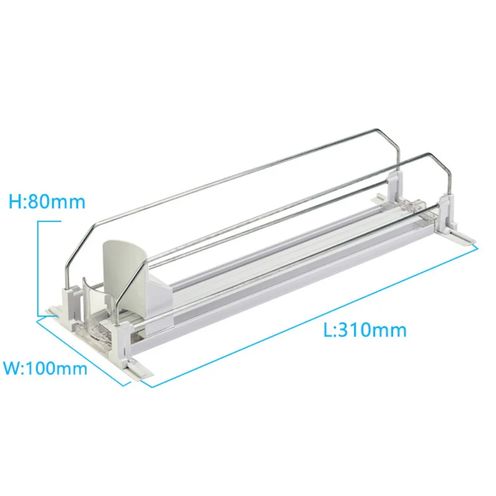 

Self-Sliding Drinks Storage Rack Spring Push E-shaped Canned Beverage Shelf Adjustable Width Soda Kola Beer Can Dispenser