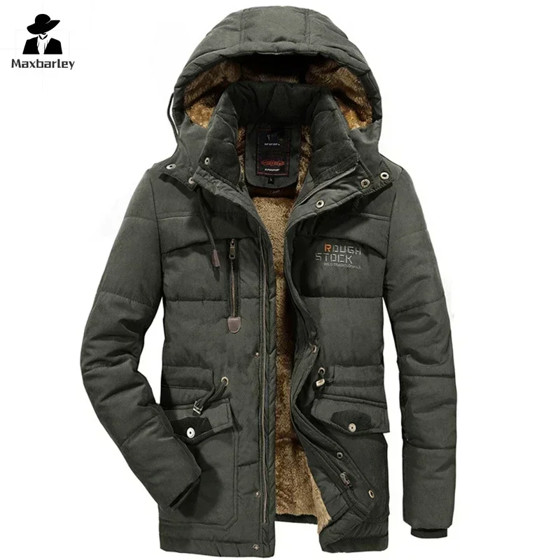 Parka épaisse à capuche pour hommes, manteau chaud, vestes décontractées, pardessus en fourrure, vêtements d\'extérieur imperméables, hiver